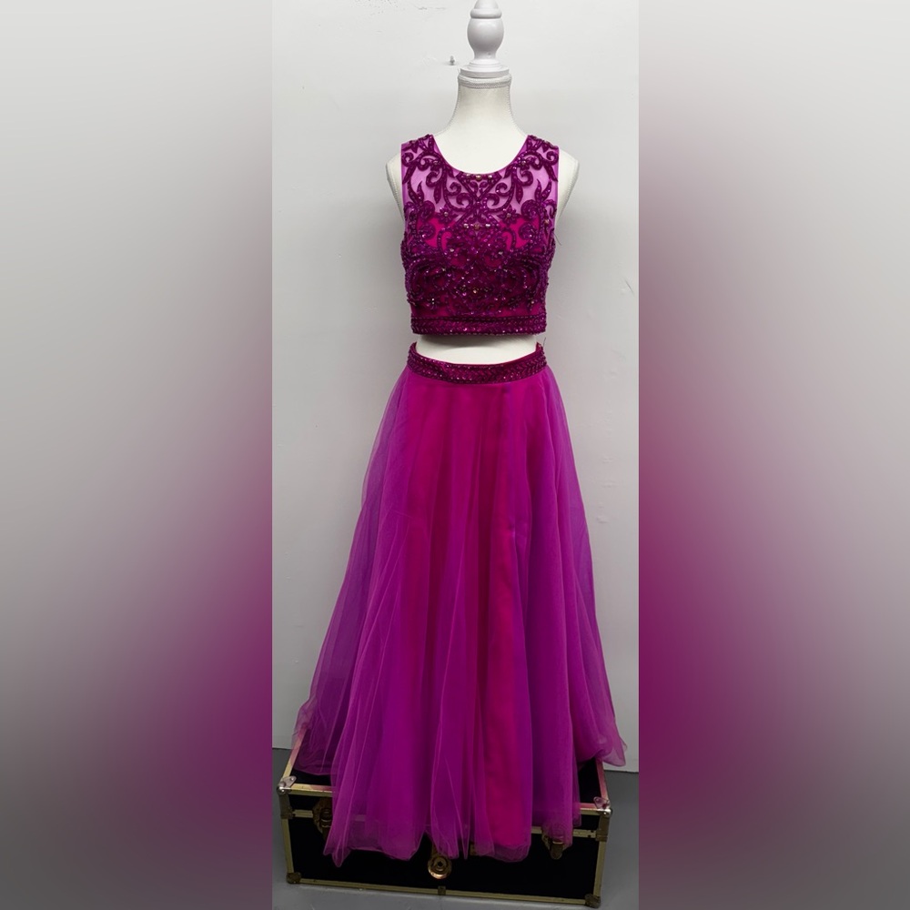 Stunning Fuchsia Two-Piece Prom Dress